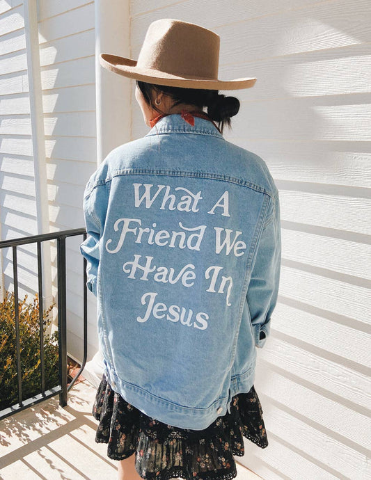 What a Friend In Jesus Denim Adult Jacket
