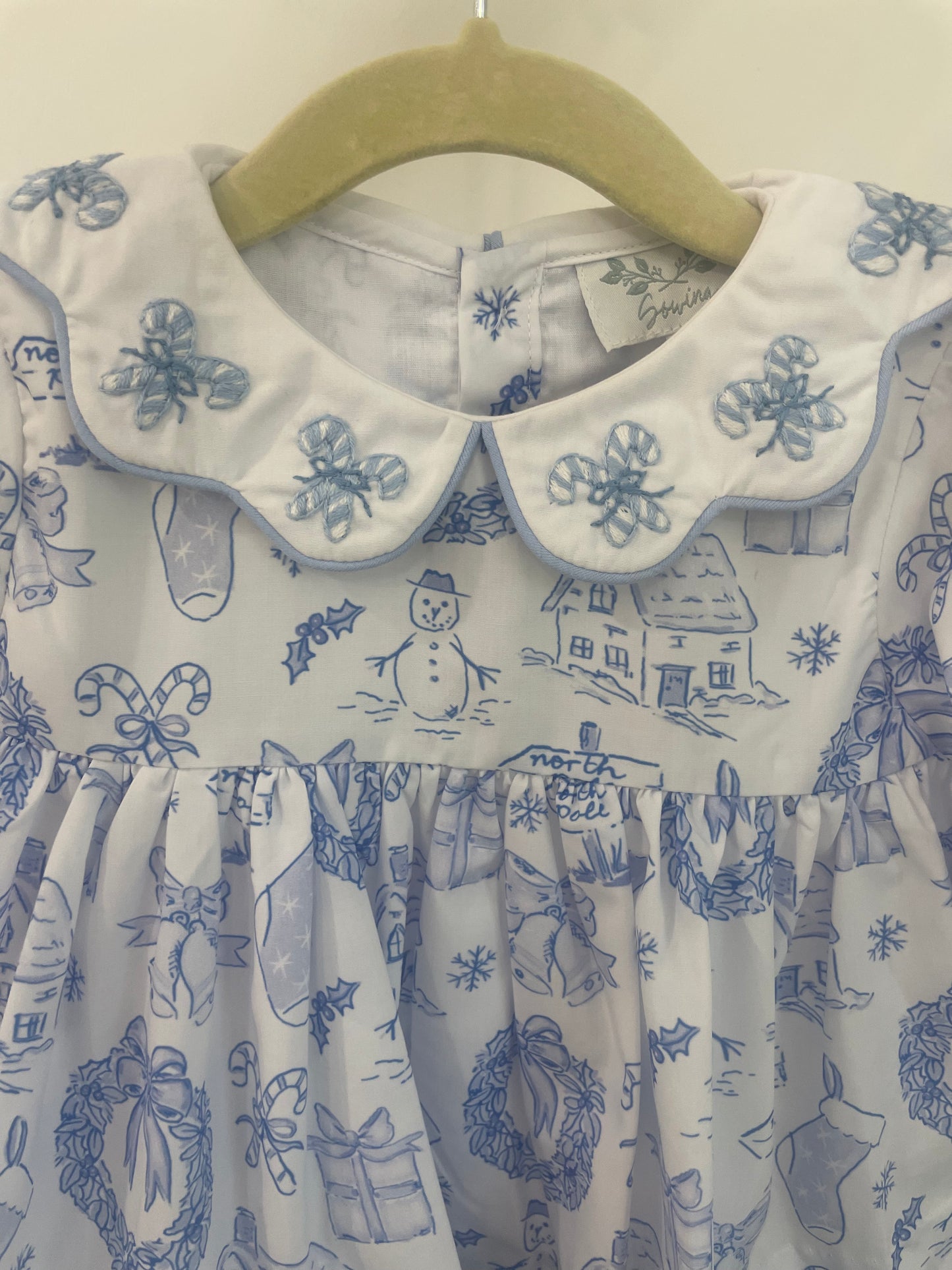 Blue Toile Christmas Diaper Set