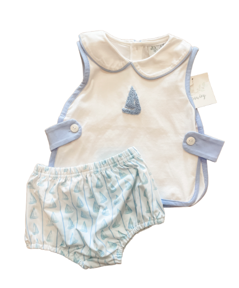 French Knot Sailboat Diaper Set