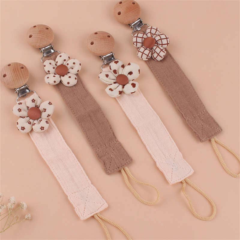 Taupe Flower Paci Holder