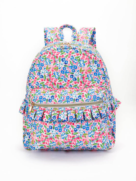 Blue Flower Girls Ruffle Backpack