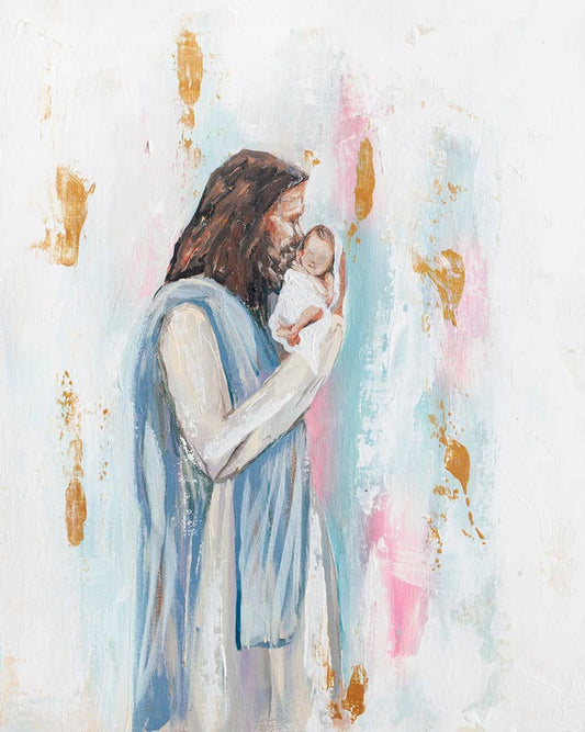 Jesus and Baby 'I Knew You' in Acrylic Gold Frame 4x6