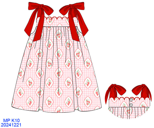 Summer Strawberries Scallop Dress