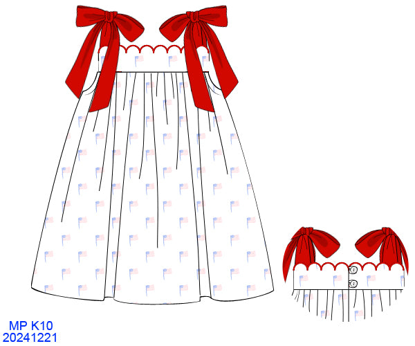 Red White and Blue Scallop Dress