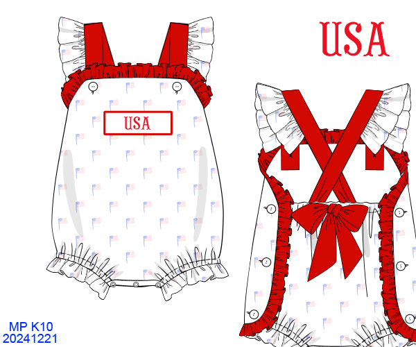 Red White and Blue Bubble with Ruffles