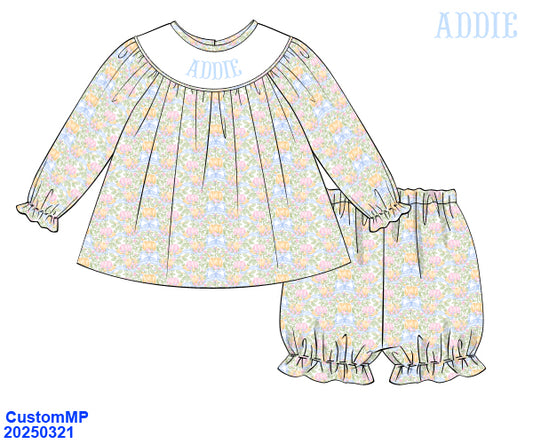 Pumpkin Vines Girls Bloomer Set (Pumpkins or Name Smocking)