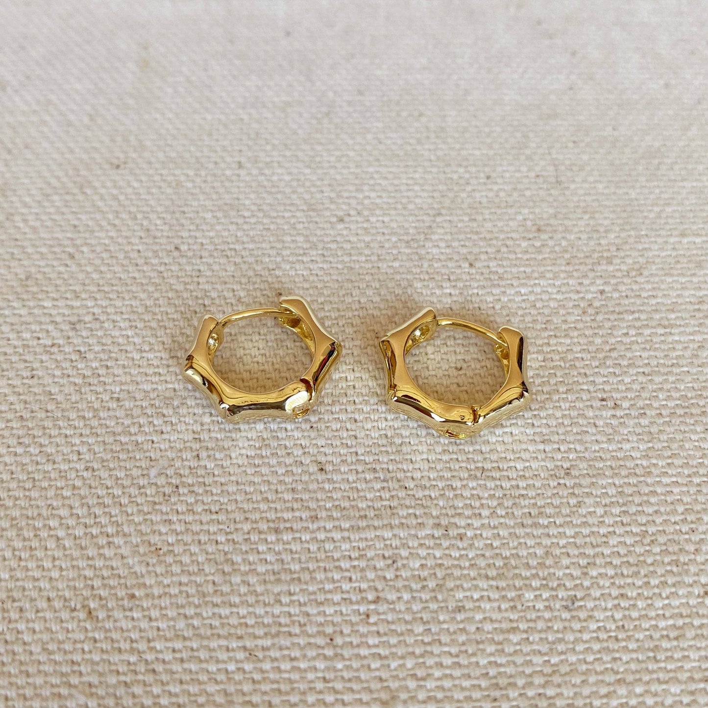 18k Gold Filled Bamboo Clicker Hoop Earrings