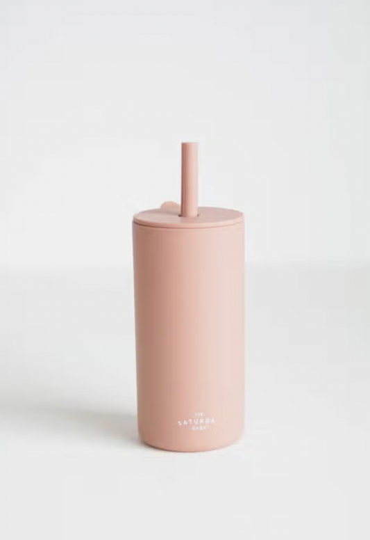 Kid Silicone Straw Cups- Coral