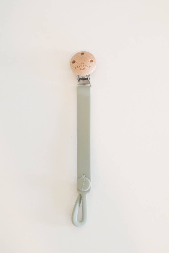 Teether Pacifier Clip- Sage
